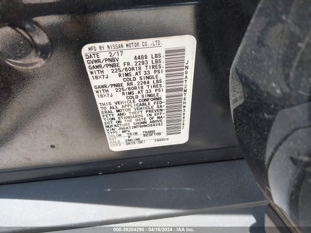 Nissan Rogue Sl 2017 JN8AT2MT6HW394242 Image 9