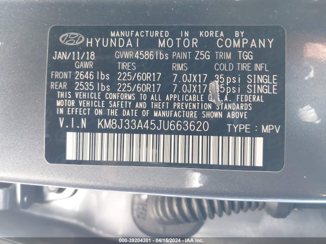 Hyundai TUCSON SEL 2018 KM8J33A45JU663620 Image 9