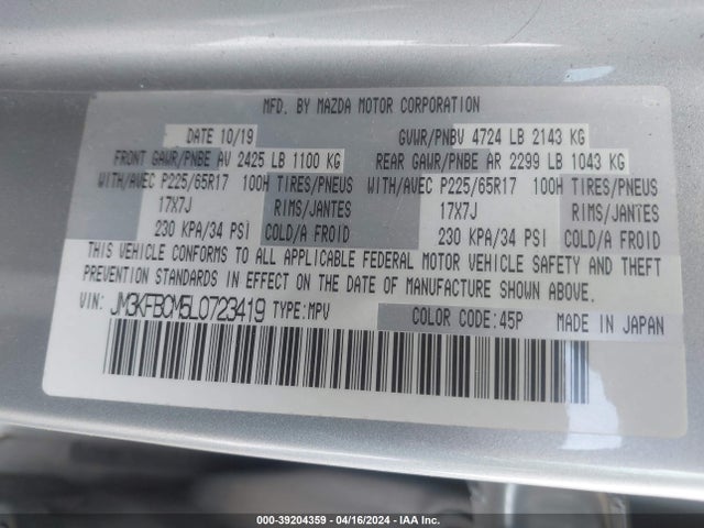 Mazda Cx-5 Touring 2020 JM3KFBCM5L0723419 Image 9