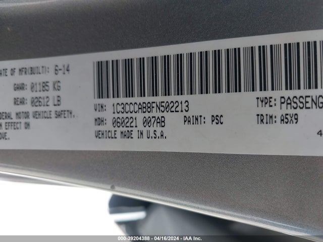 Chrysler 200 Limited 2015 1C3CCCAB8FN502213 Image 9