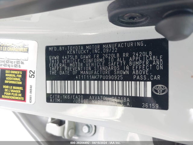 Toyota CAMRY SE 2023 4T1T11AK7PU090925 Image 9