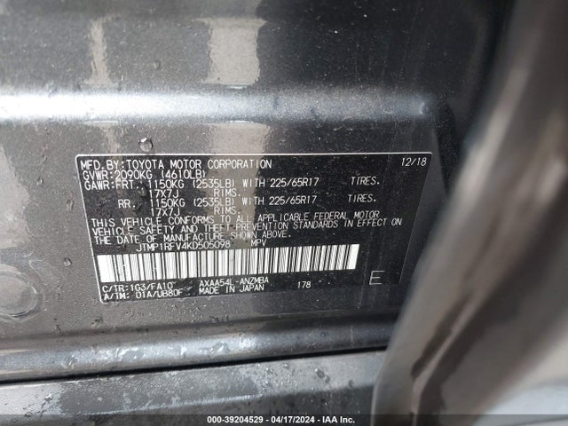 Toyota Rav4 Xle 2019 JTMP1RFV4KD505098 Image 9