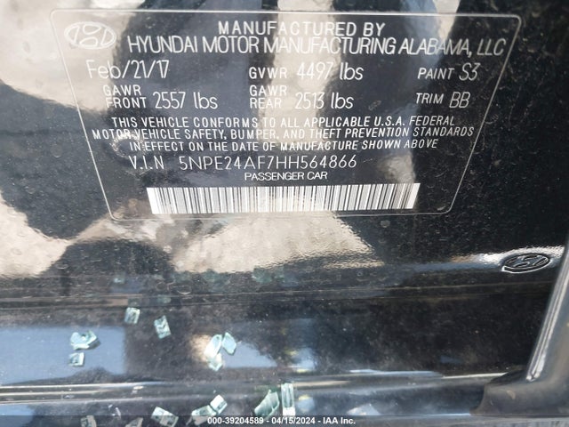 Hyundai SONATA SE 2017 5NPE24AF7HH564866 Image 9