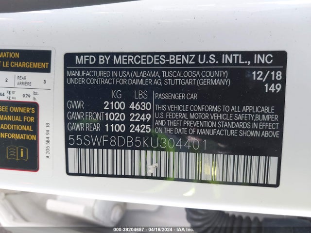 Mercedes-Benz C 300 2019 55SWF8DB5KU304401 Image 9