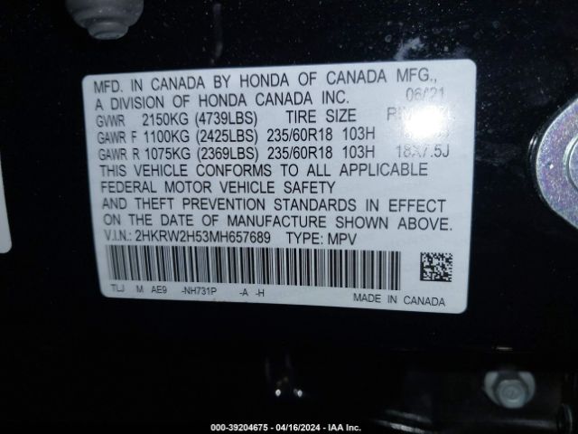 2021 HONDA CR-V 2HKRW2H53MH657689 Photo 8
