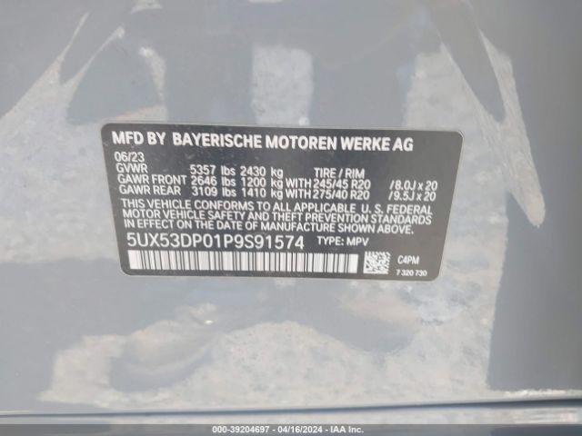 2023 BMW X3 5UX53DP01P9S91574 Photo 8
