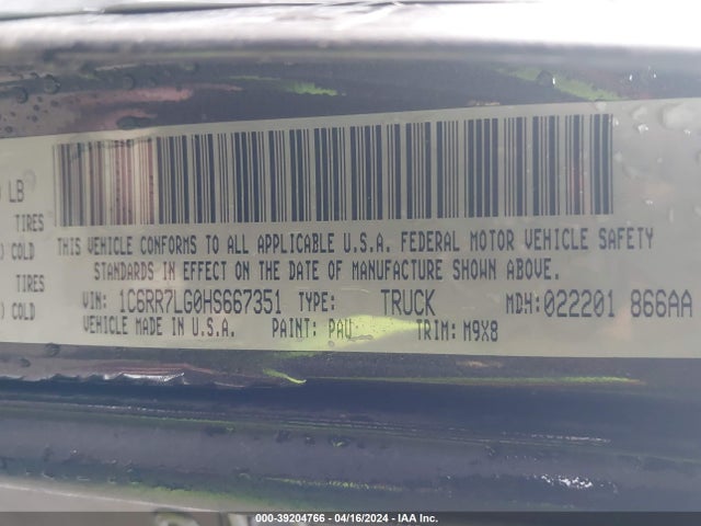 1C6RR7LG0HS667351 RAM 1500 Big Horn  4x4 5'7 Box