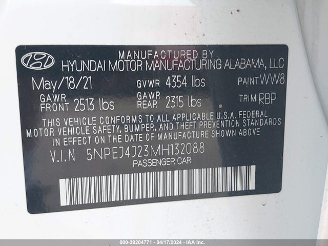 Hyundai Sonata Sel Plus 2021 5NPEJ4J23MH132088 Image 9