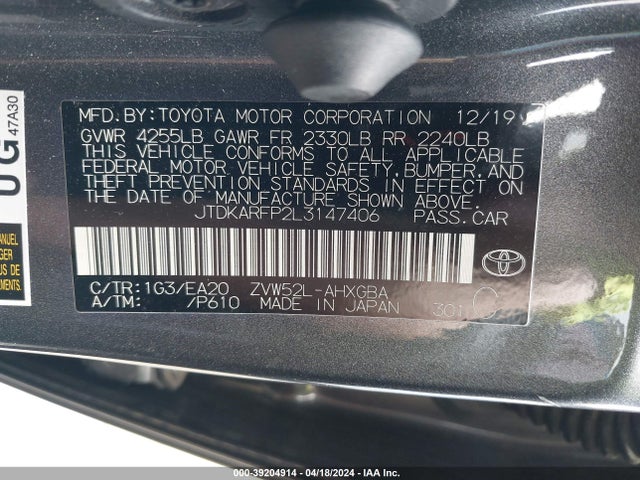 Toyota Prius Prime Xle 2020 JTDKARFP2L3147406 Image 9