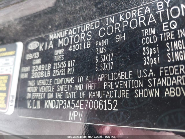 KIA SOUL + 2014 KNDJP3A54E7006152 Image 9