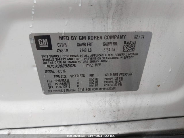 KL4CJASB8EB668326 Buick Encore