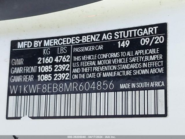 W1KWF8EB8MR604856 Mercedes-Benz C 300 4matic