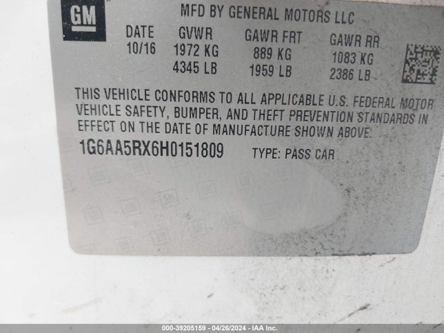 1G6AA5RX6H0151809 Cadillac Ats Standard
