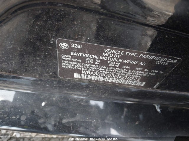 BMW 328i Xdrive 2015 WBA3B5G53FNS18223 Image 9
