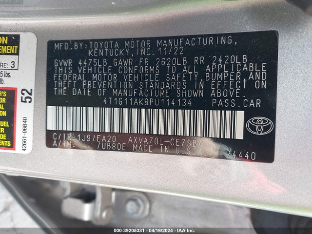 Toyota CAMRY SE 2023 4T1G11AK8PU114134 Image 9