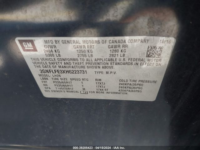2GNFLFE3XH6223731 Chevrolet EQUINOX LT
