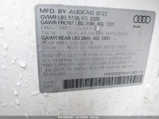 WA1DECF35M1083179 Audi Q3 Premium 45 Tfsi S Line Quattro Tiptronic