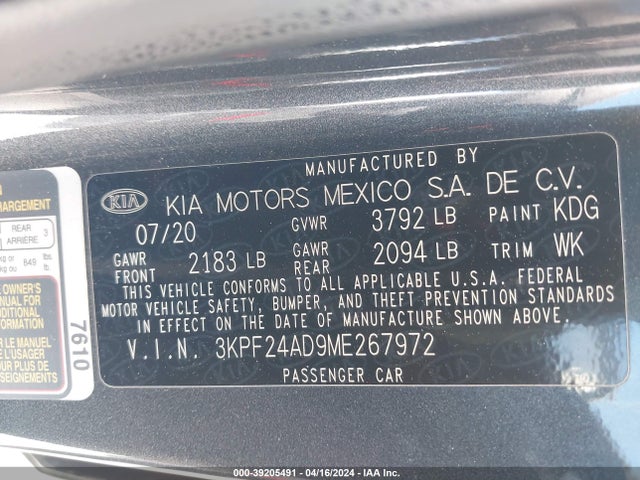 KIA Forte Lxs 2021 3KPF24AD9ME267972 Image 9