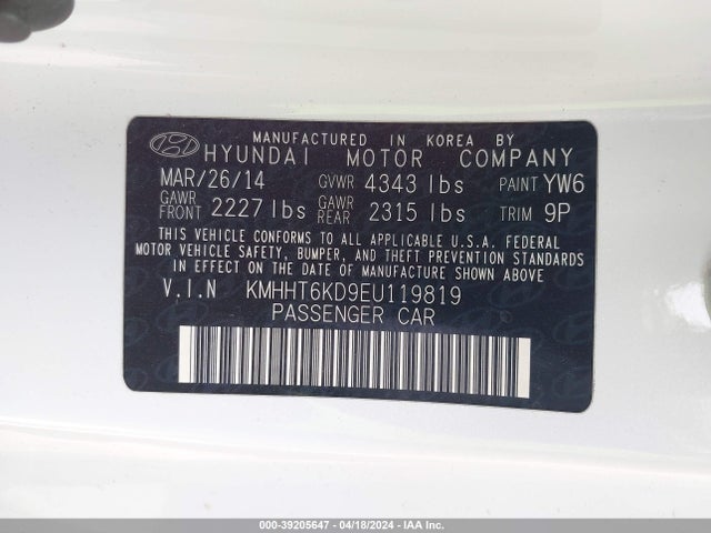 Hyundai Genesis 2.0t 2014 KMHHT6KD9EU119819 Image 9