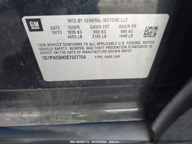 Chevrolet Cruze Ls Auto 2014 1G1PA5SH2E7207704 Image 9