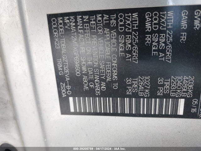 Nissan ROGUE SV 2016 KNMAT2MTXGP694600 Image 9
