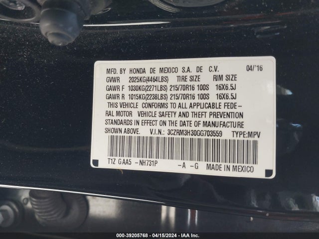 Honda CR-V LX 2016 3CZRM3H30GG703559 Image 9