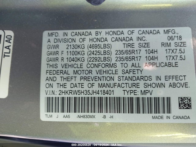 Honda CR-V LX 2018 2HKRW5H35JH418401 Image 9
