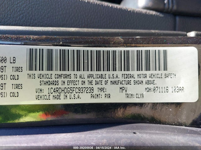 Dodge DURANGO LIMITED 2015 1C4RDHDG5FC937239 Image 9