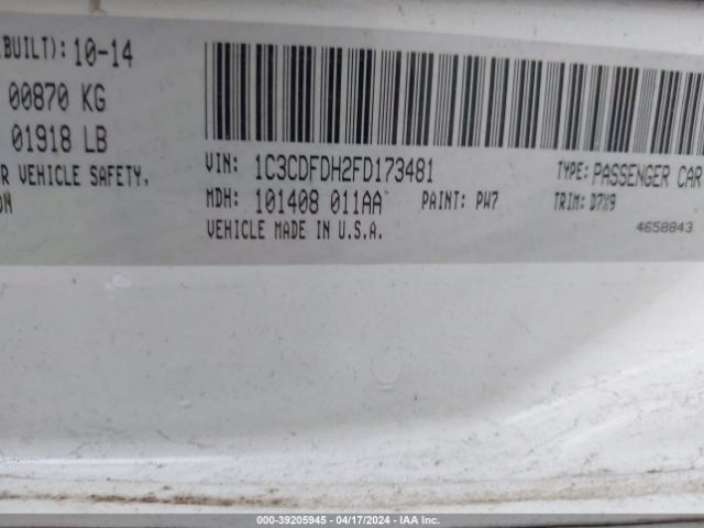 1C3CDFDH2FD173481 Dodge Dart Aero