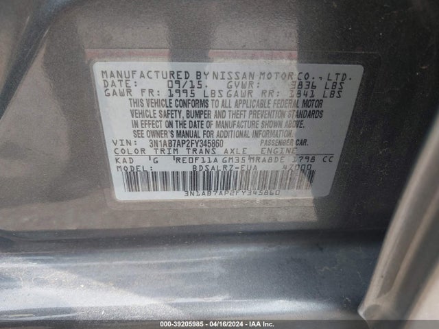Nissan SENTRA SR 2015 3N1AB7AP2FY345860 Image 9