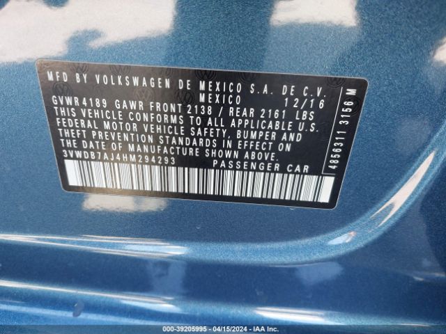 3VWDB7AJ4HM294293 Volkswagen Jetta 1.4t Se