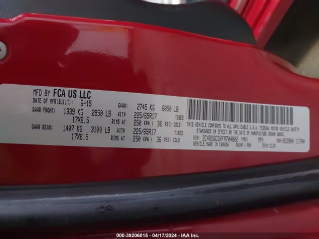 Dodge Grand Caravan Sxt Plus 2015 2C4RDGCGXFR704802 Image 9
