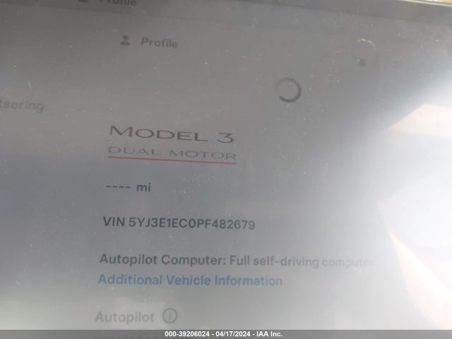 5YJ3E1EC0PF482679 Tesla Model 3 Performance Dual Motor All-wheel Drive