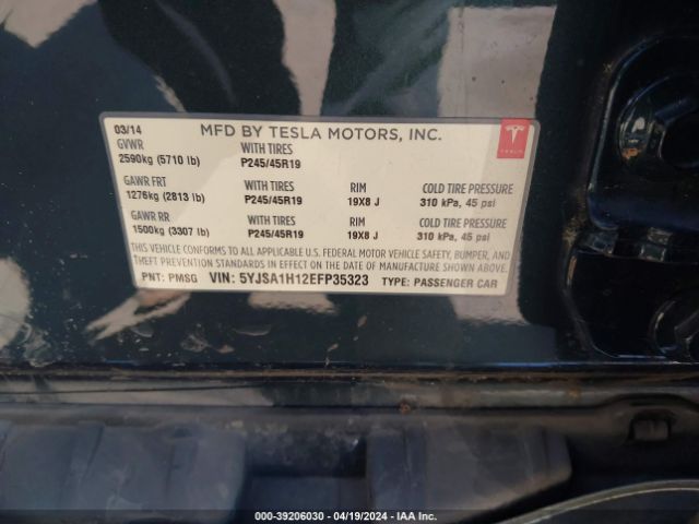 5YJSA1H12EFP35323 Tesla Model S P85