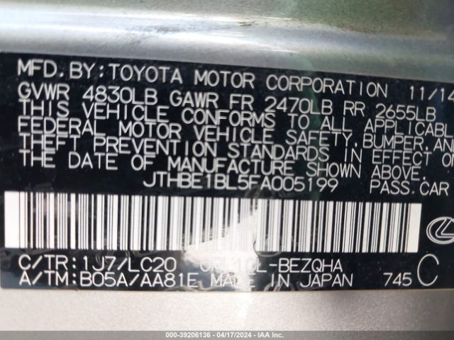 JTHBE1BL5FA005199 Lexus GS 350