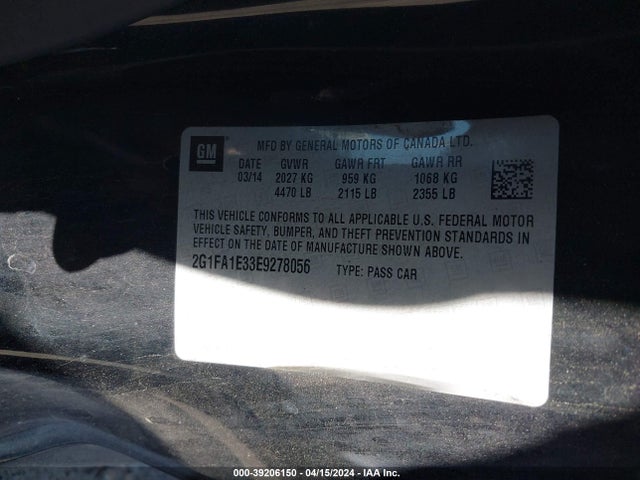 Chevrolet Camaro 2ls 2014 2G1FA1E33E9278056 Image 9