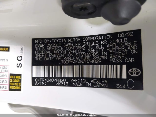 Toyota COROLLA LE 2022 JTDEPMAE4N3034029 Image 9