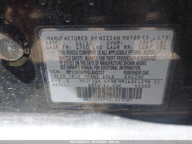 Nissan Versa 1.6 S+ 2014 3N1CN7AP9EL843727 Image 9
