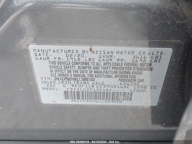 Nissan Kicks Sr Xtronic Cvt 2020 3N1CP5DV6LL509502 Image 9
