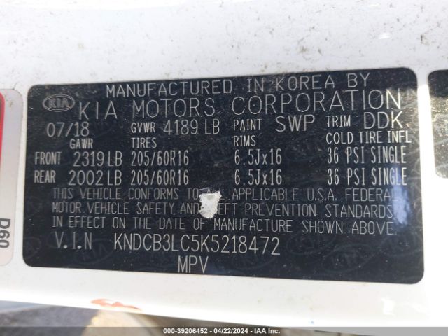 KNDCB3LC5K5218472 KIA NIRO LX