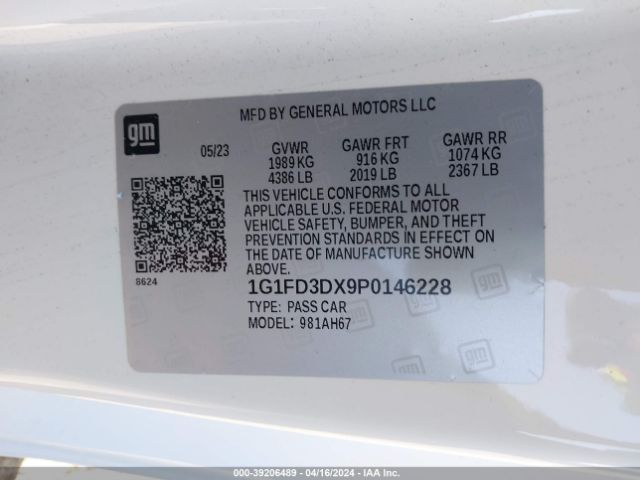 1G1FD3DX9P0146228 Chevrolet Camaro Rwd  2lt