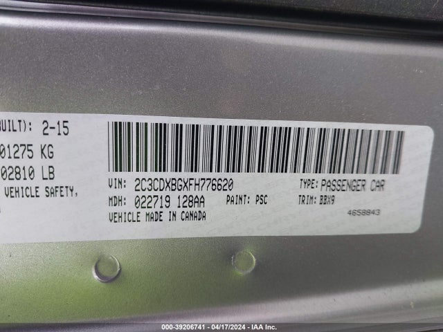 Dodge Charger Se 2015 2C3CDXBGXFH776620 Image 9