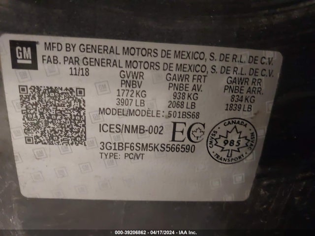 Chevrolet Cruze Premier 2019 3G1BF6SM5KS566590 Image 9