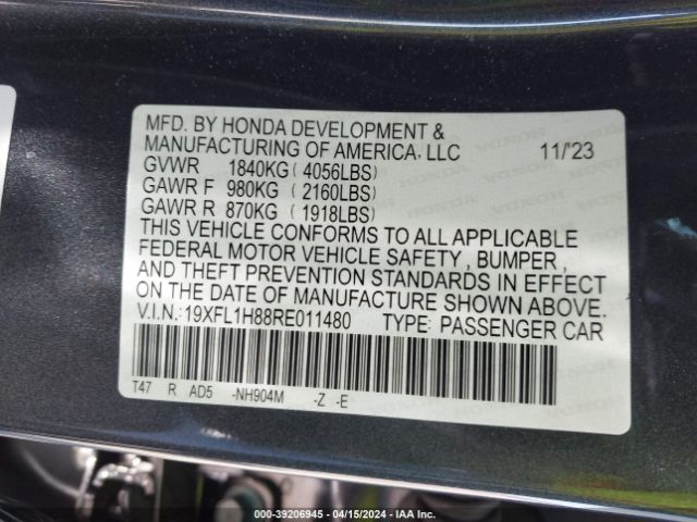 19XFL1H88RE011480 Honda Civic Sport Touring