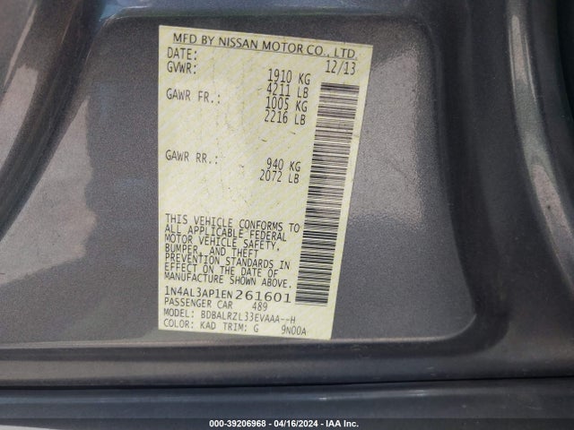 Nissan Altima 2.5 S 2014 1N4AL3AP1EN261601 Image 9