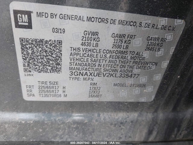 Chevrolet EQUINOX LT 2019 3GNAXUEV2KL335477 Image 9