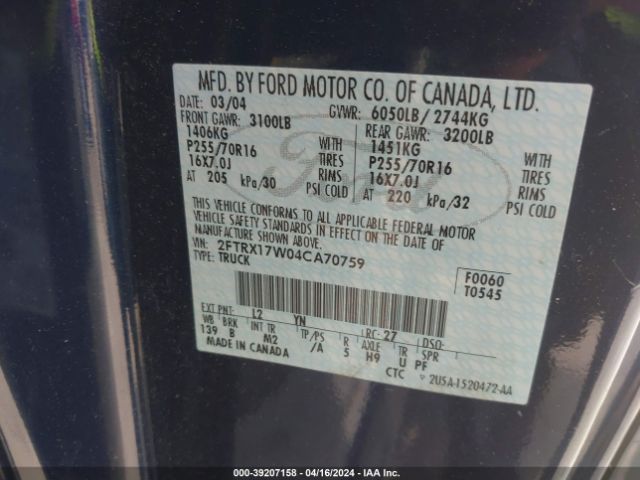 2004 FORD F-150 HERITAGE 2FTRX17W04CA70759 Photo 8