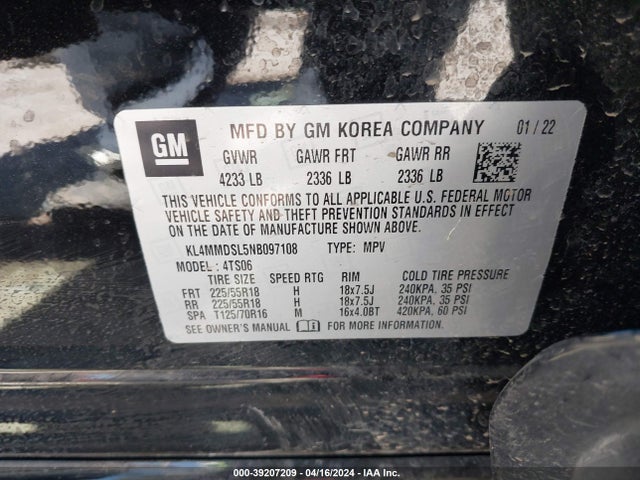 KL4MMDSL5NB097108 Buick Encore Gx Fwd Select