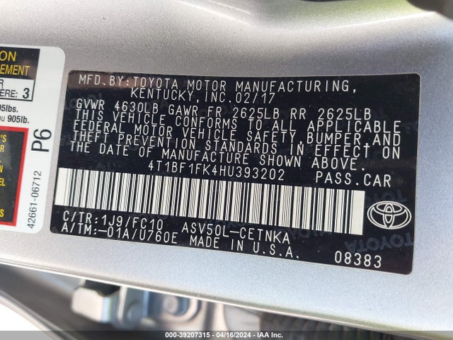 Toyota CAMRY LE 2017 4T1BF1FK4HU393202 Image 9