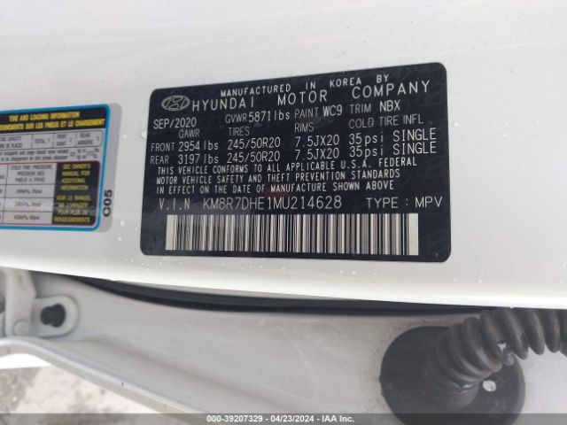 KM8R7DHE1MU214628 Hyundai Palisade Calligraphy